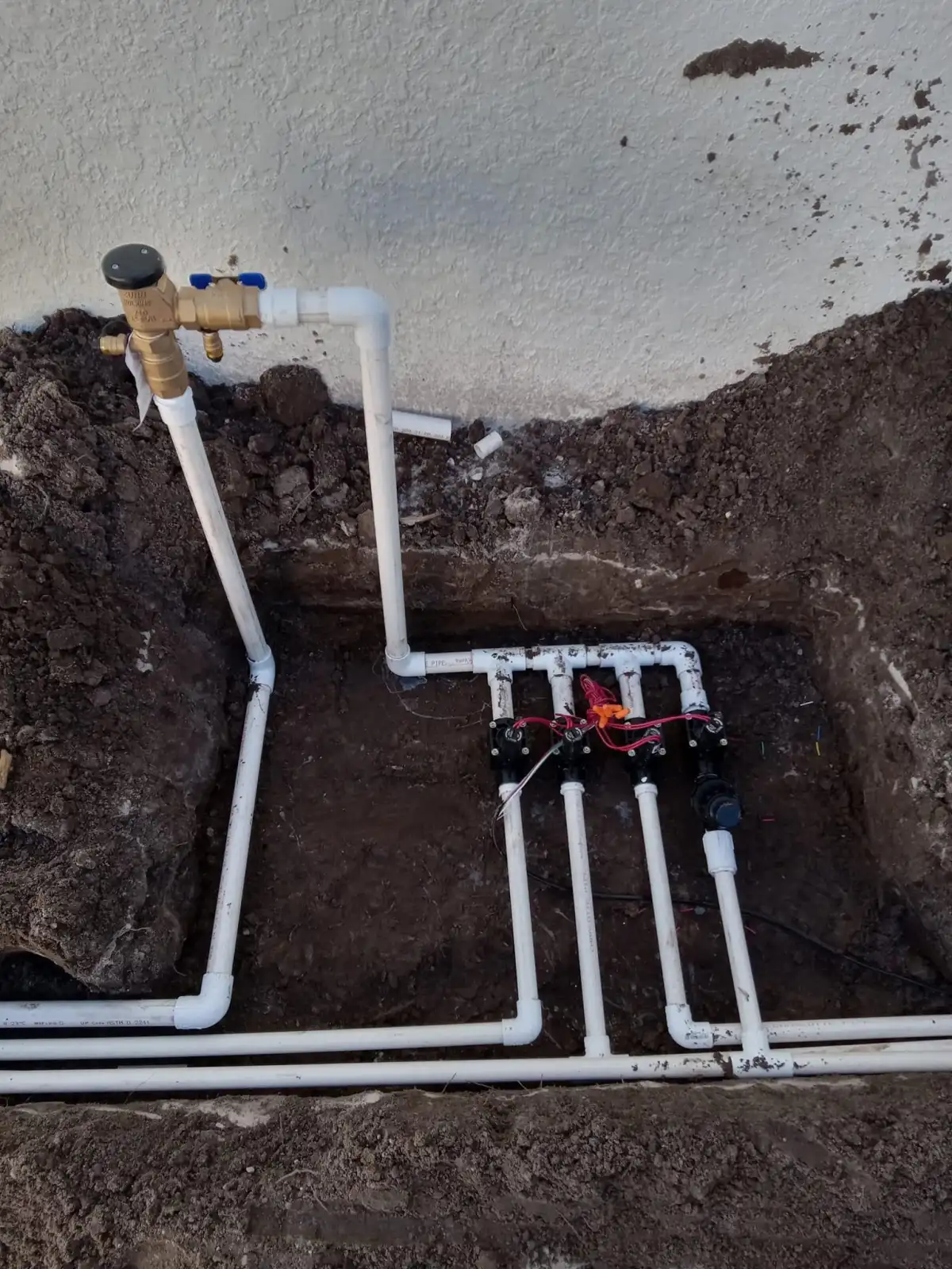 Irrigation system installation in progress