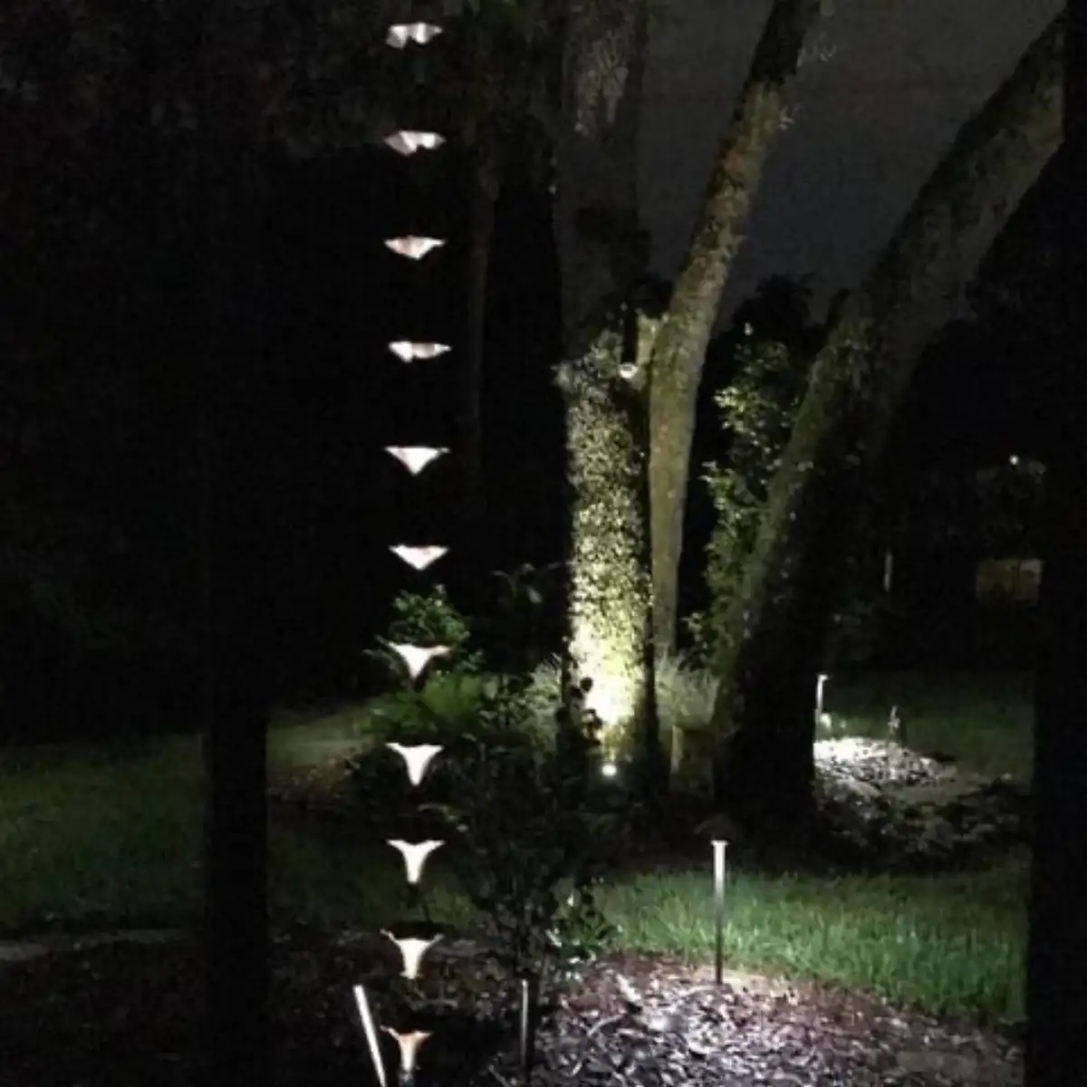 Low voltage path lighting along a walkway in Northwest Florida
