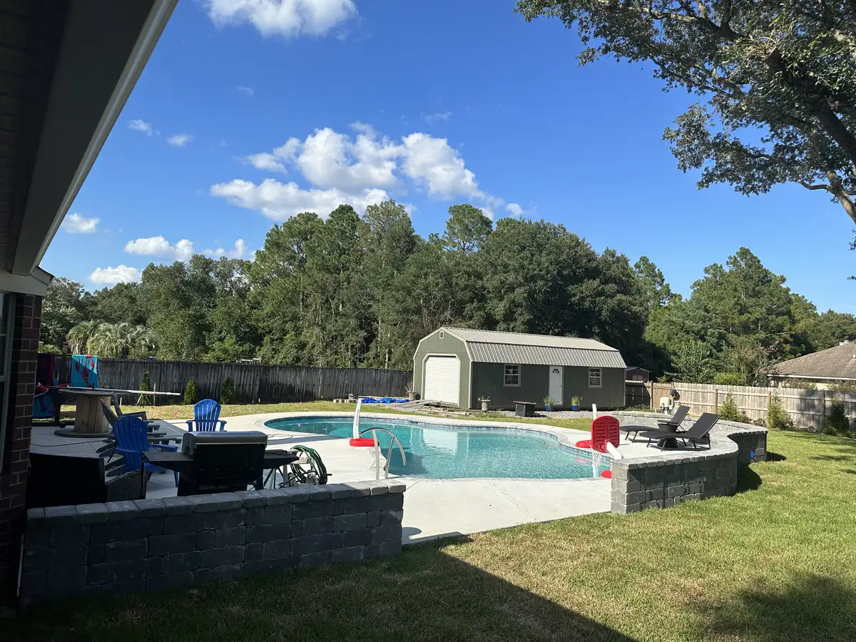 Outdoor living space with fire pit in Destin FL
