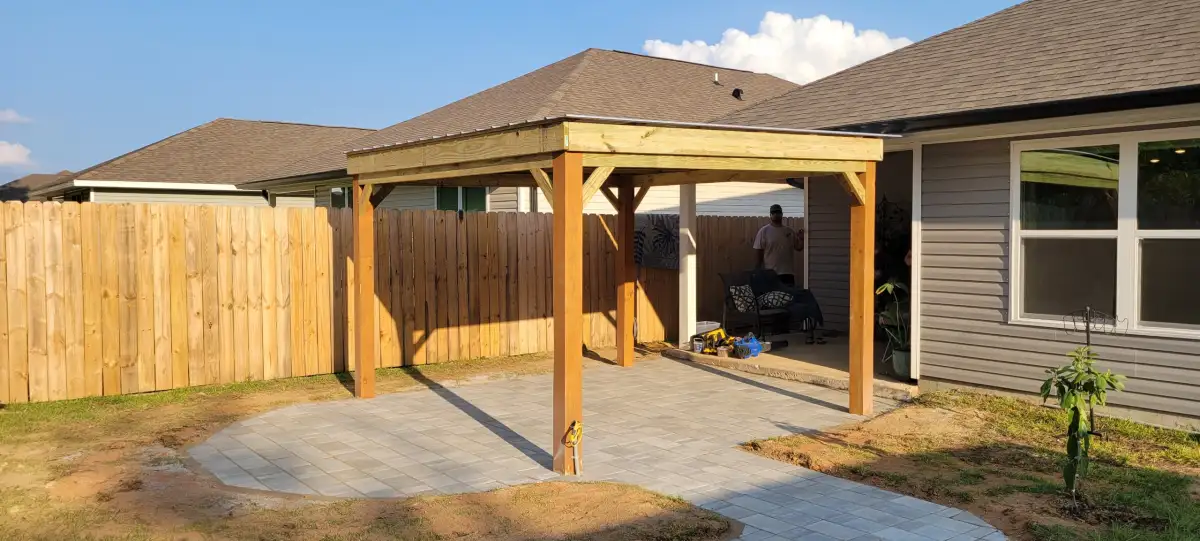 Backyard transformation with outdoor living features