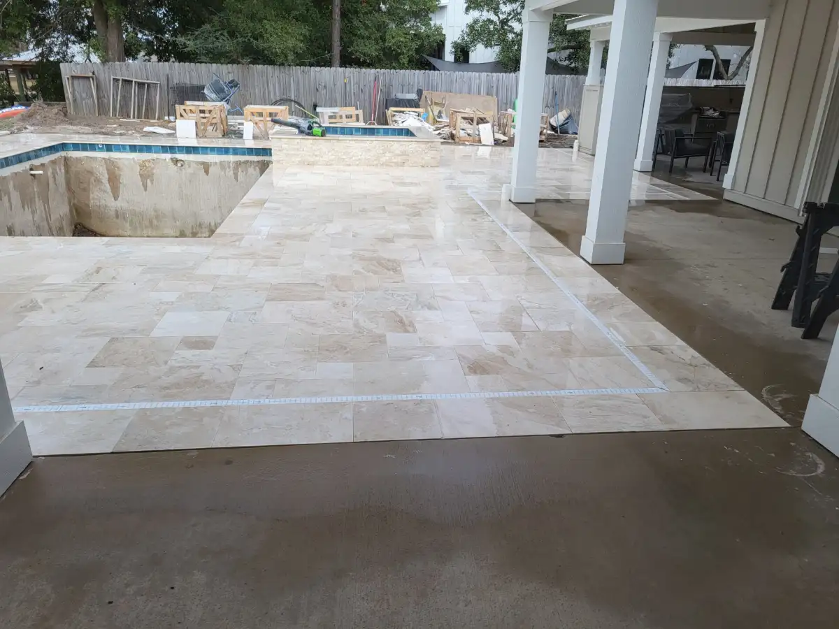 Paver patio with outdoor seating area