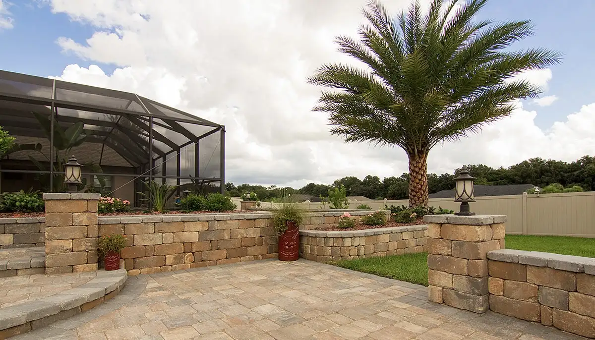 Completed paver patio project by Way's Lawn and Landscape