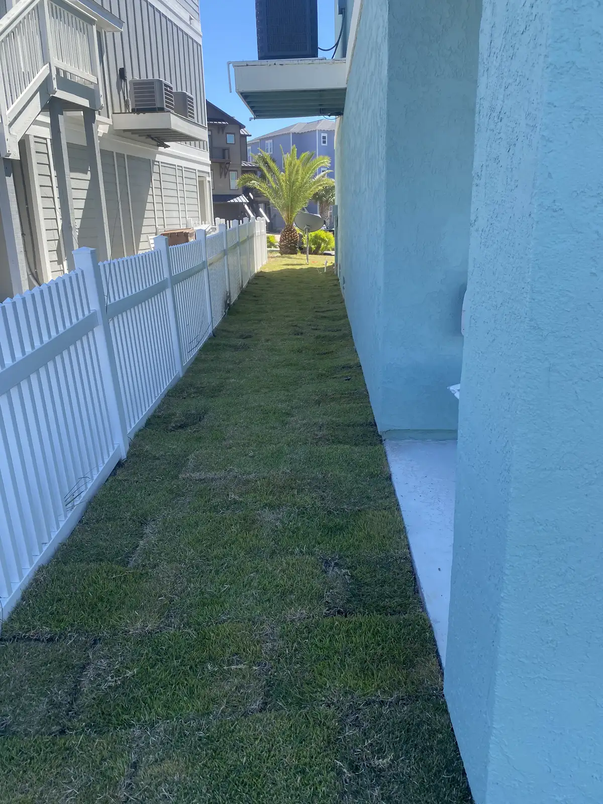 Completed sod lawn with edging and landscape beds